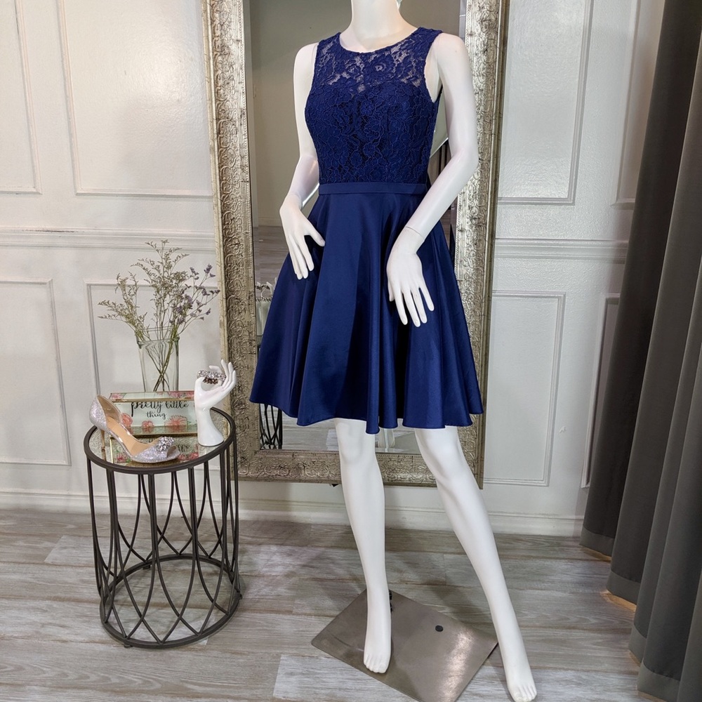 Navy Blue Formal Cocktail Homecoming Dress
